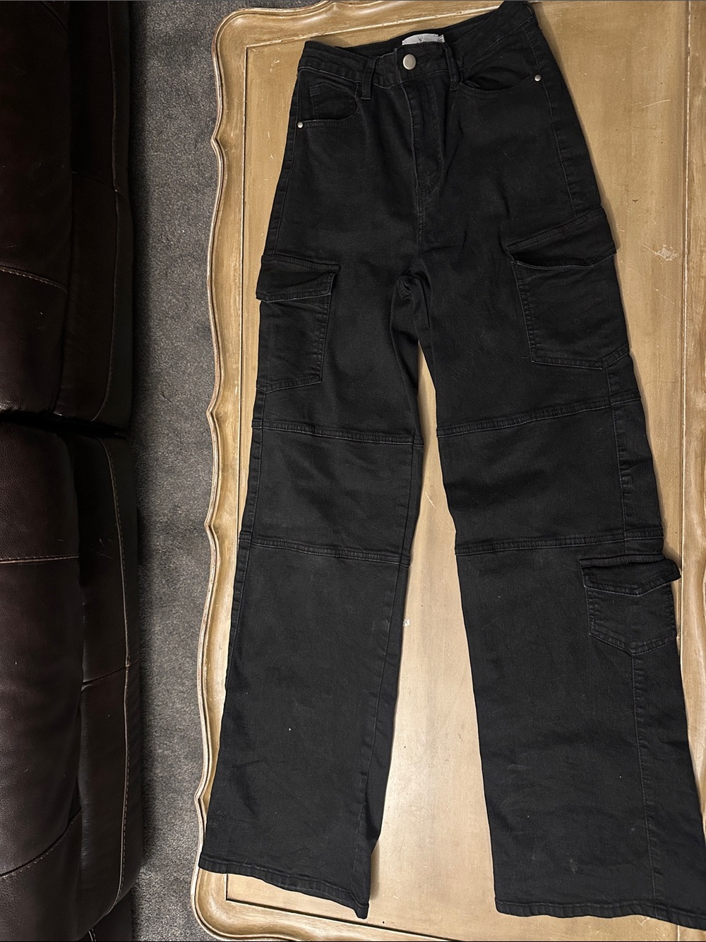 Windsor Black Wide-Leg Cargo Pants